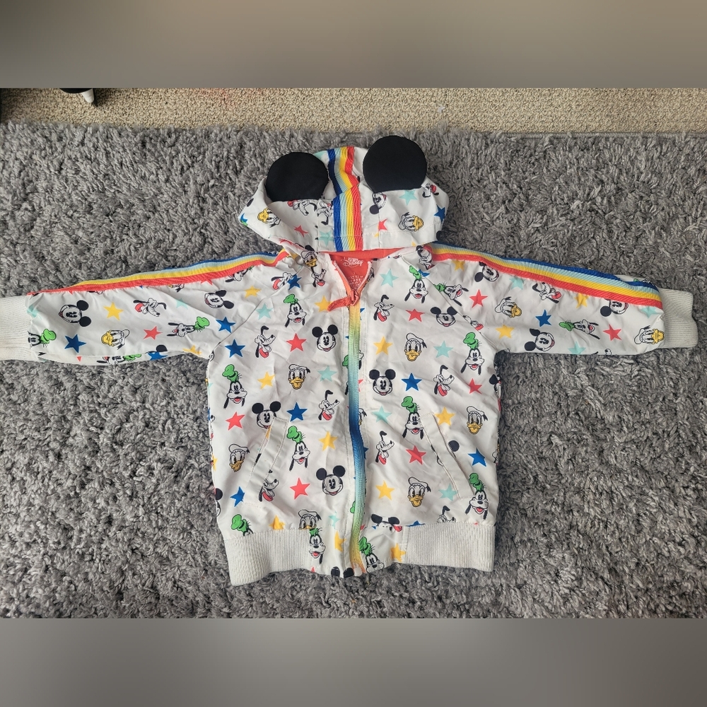 Kids Cartoon Print Raincoat with Rainbow Accents